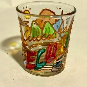 Ecuador Folk Art Hand Painted Colorful‎ Shot Glass Drinking